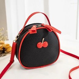 Totes Cherry Cross Small Round Bag 2024 Fashionable Korean Version INS Foreign Style One Shoulder Body Handbag