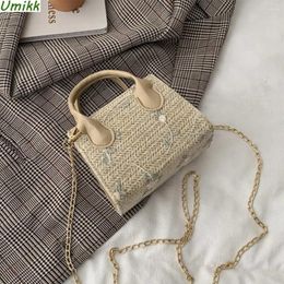 Shoulder Bags Fashion Lace Flower Women Beach Straw Woven Embroidery Ladies Handmade Luxury Crossbody Handbags