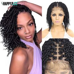 Synthetic Wigs 12inch Short Passion Twist Braided Wigs Square Part Knotless Braid Wig Curly Ends Pre Twist Hair Synthetic Bob Wig for Women 240329