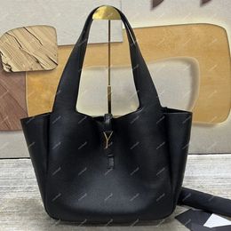 Designer Textured Leather Tote Women Large Shopping Bag Classic Gold Letter Hardware Purse Hobo Luxurys Handbags Black Shoulder Bag