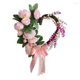 Decorative Flowers Front Door Pink Wreath Artificial Flower For Valentine's Day Atmospheric Garland Reusable Fireplace Balcony
