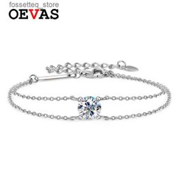 Charm Bracelets OEVAS % 925 Sterling Silver 1CT 6.5mm D Colour Full Moissanite Cl Chain s For Women Party Gift Fine Jewellery with GRA L240319