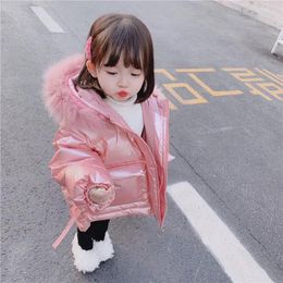 Down Coat Girls' Winter Cotton Padded Jacket Thickened Bright Foreign Style Children's Korean Fashion