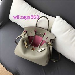 Women Totes Handbag L Litchi Grain Leather Bag Soft Ladys Lockbuckle with Cowhide Drawstring Pure Shoulder