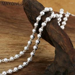 Chains 5mm Width Simple 925 Sterling Silver Ball Necklaces Vintage Beads Chain Necklace For Women Female Kids Jewellery