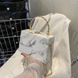 Evening Bags Women Marble Print Handbag Fashion Clutches Luxury Metal Handle Shoulder Messenger Crossbody For Bolso Mujer