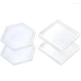Jewellery Pouches 4 Pack Silicone Moulds In Square Hexagon- For Resin Casting Diy Coasters And Craft Projects