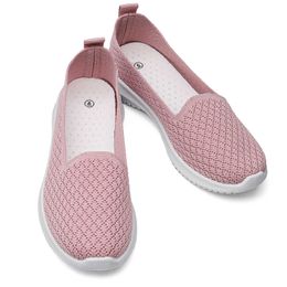 HBP Non-Brand Women Slip On Shoes Knit Mesh Casual Loafer Nurse Walking White Sneakers Designer women