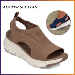 Sandals 2023 Female Summer Sport Shoes,Women's Mesh Fish Platform Sandals Open Toe Wedge Sandal, Ladies Lightweight Muje Casual Sneakers