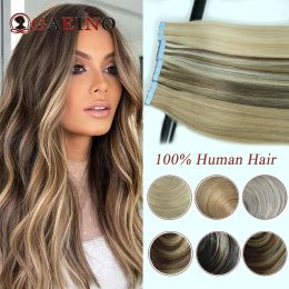 Extensions Straight Tape In Hair Extensions Human Hair Highlight Ombre Blonde Skin Weft Natural Hair Tape Ins Extension For Salon 2.5G/Pc