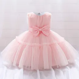 Girl Dresses First 1 Year Birthday Wedding Party Baptism Prom Kids Clothes Vestidos Pink White Toddler Lace Bow Dress Baby Girls Christening
