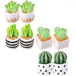 Decorative Flowers 8 Pcs Artificial Cactus Miniature Plants Figurines Resin Decor Bonsai Crafts Decors Home Decoration