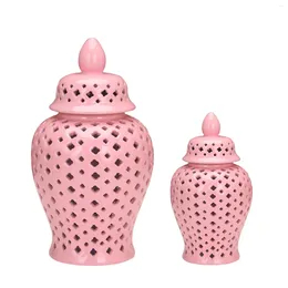 Storage Bottles Ceramic Ginger Jar Decoration Porcelain Temple Multi Purpose Organiser Flower Vase For Table Desk Wedding Bedroom Home