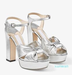 SummerHeloise Platform Sandals Shoes Women Block Heels Knotted Straps Toe Party Wedding Perfect Summer Lady Gladiator Sandalias