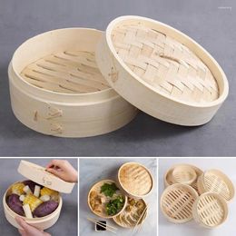 Double Boilers Chinese Steamer Bamboo For Cooking Bao Buns Dimsum Dumpling Steamers With Lid Vegetable Snack