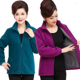 Women's Jackets Plus Size Autumn Mid-aged Women Fleece 5XL Casual Stand Collar Warm Jacket Zipper Outerwear Mother Winter Coat