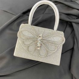 Chic Shoulder Bags Silver Designer Bag Water Diamond Evening Bag Dress Wedding Banquet Designer Handbags Tote 240311