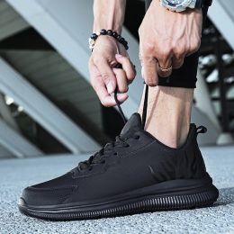 Shoes Black Big Size 47 Athletic Shoe for Men Shoes Sneakers Male Leather Casual Sport Flat Trendy Lightweight Walking Running Fitnes