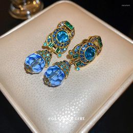 Backs Earrings Bohemian Blue Crystal Vintage Ear Bone Clip Ocean Colour Rhinestone Womens Needless No Holes Clips