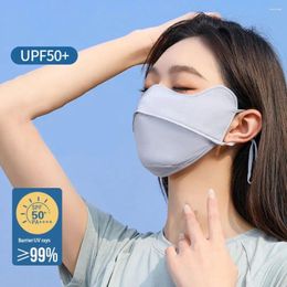 Scarves Summer Silk Mask Thin Solid Colour Sunscreen Face Scarf Gini Eye Protection Cover Riding