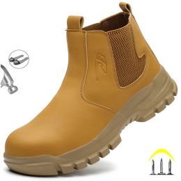 Boots Waterproof Safety Wrok Boots For Men Steel Toe Cap Lightweight Indestructible Industry Chelsea Boots PunctureProof Footwear