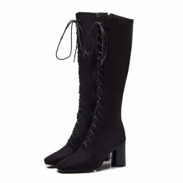 Boots Big Size thigh high boots knee high boots over the knee boots women ladies boots Cross strap side zipper