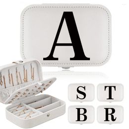 Cosmetic Bags Jewellery Box Earrings Storage Bag Desktop Drawer Necklace Ring Holder PU Leather Fashionable And Trendy Pure Black Letters 2024