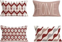 Pillow Throw Pillowcase 30X50cm Red Grey Farmhouse Home Decoration Cover Modern Indoor Sofa Waist