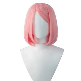Synthetische Perücken Cosplay Perücken Anime Haruno Sakura Kurze rosa gestylte Haare Haruno Sakura Hitzebeständige Cosplay Kostüm Perücken 240329