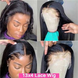 Synthetic Wigs Synthetic Wigs HD Transparent 13x4/13x6 Straight Lace Front Wig 4x4 Lace Closure Wig Brazilian 360 Human Hair Lace Frontal Wigs For Black Women 240327