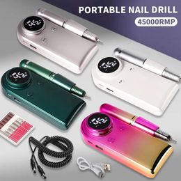 45000RPM Portable Electric Nail Drill Machine Rechargeable Gradient Nails Sander Manicure LCD Display Nail File Pedicure Tool 240318