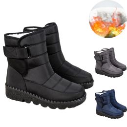 Shoes Women Warm Plush Fur Boots Windproof Ladies Cold Weather Boots with Hook&Loop Plush Lined Gifts for Mother Friends