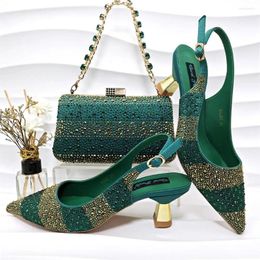 Dress Shoes Doershow Beautiful Italian Shoe And Bag Set In Italy Green Color With Matching HGF1-13