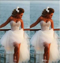 Sweetheart Crystal Beads Wedding Dresses Puffy Tulle Skirt Fashion Full Pearls Formal Pageant Party Gowns Beach Bridal Gowns Vesti9737440