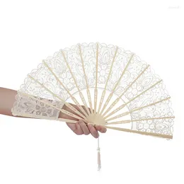 Decorative Figurines 1Pcs Stage Props Europe America Style Folding Fan For Wedding Party With Tassel Lacy Cloth Hollow Lace Nice Gift Home