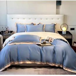 bedding sets designer comforter setLight luxury four sets dormitory three sets of bedding ice silk embroidered quilt set sheet bedding