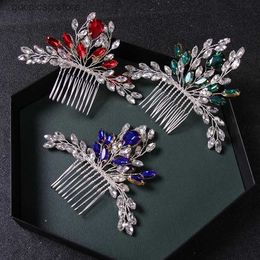 Tiaras Wedding Hair Combs for Bride Crystal Rhinestone Leaves for Women Hairpin Bridal Headpiece Hair Jewellery Accessories Prom Part SL Y240319