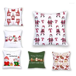 Pillow Christmas Nordic Polyster Linen Decorative Pillows 45x45cm Square Cartoon Covers Santa Clause Velvet Festival 2024 E2124