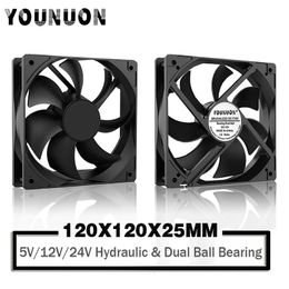 120mm 12cm 12025 Fan 5V 12V 24V 120mm120mm25mm DC Brushless Cooling 120x120x25mm USB 2PIN PC Computer Case Cooler 240314