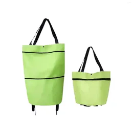 Storage Bags Foldable Shopping Bag Trolley Oxford Cart On Wheel Handbag Eco-Friendly Reusabl Tote Pouch Grocery Eco Friendly