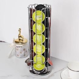 Coffee Pod Holder ForDolce Gusto Capsule Holder 24 Pcs Chrome Plating Rotatable Display Capsule Rack Stand Storage Shelves 240307