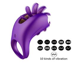 Vibrators Vibrator VATINE Rotation Oral Tongue Licking Penis Vibrating Ring Gspot Massage Vagina Clitoris Stimulate For Couples S5552291