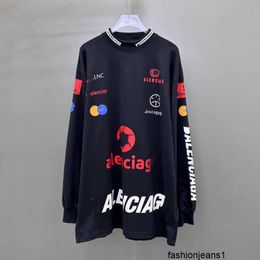 Designer B Family High Version Paris Home Full Collection Embroidered Long sleeved Racing Suit Printed High Collar Unisex Long T-shirtYUWR