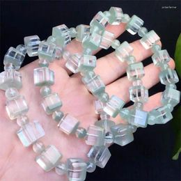 Link Bracelets Natural Clear Garden Quartz Cube Bracelet Women Beautiful Colourful Crystal Energy Healing Fashion Jewellery 1PCS