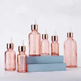 Storage Bottles Wholesale Glass Dropper 5ml-100ml Rose Gold Cap Essential Oil Pipette Bottle E Liquid In Stocks