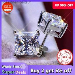 Stud Womens Allergy Free 925 Sterling Silver Wedding Jewelry Square Stud Earrings Fashion AccessoriesC24319