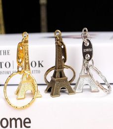 designer keychain Vintage Eiffel Tower Keychain stamped Paris France Tower pendant key ring gifts Fashion Gold Sliver Bronze6566978