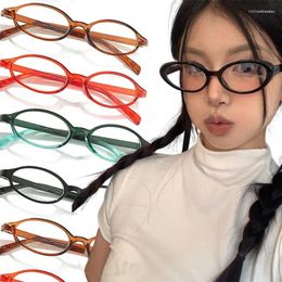 Sunglasses 1/2pcs Girls Y2K Red Green Frame Glass Retro Oval Glasses Eyewear Decorative Computer Read Work Anti-blue Eyeglasses Goggles