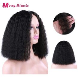 Synthetic Wigs Short Synthetic Wig Natural Black Color Kinky Curly Hair Wig Afro Curly Wigs for Women Black Curly Synthetic Wig Puffy Hair 240329