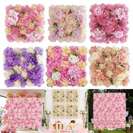 Decorative Flowers 30/35cm Artificial Rose Flower Wall Panel Wedding Bridal Baby Shower Party DIY Square 3D Floral Decoration Pography Prop